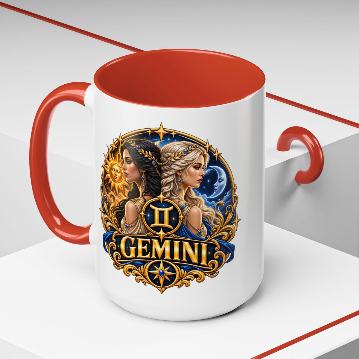 Gemini Zodiac Coffee Mug — Gemini Sign Astrology Accent Mug (11/15oz)