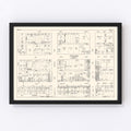 Vintage Map of Rome, NY Business Section 1947