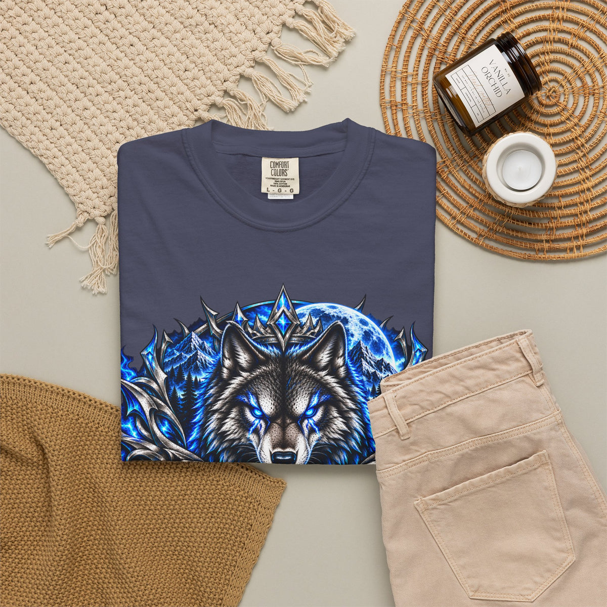 Conqueror Wolf Graphic T-Shirt — Fierce Blue Wolf Design