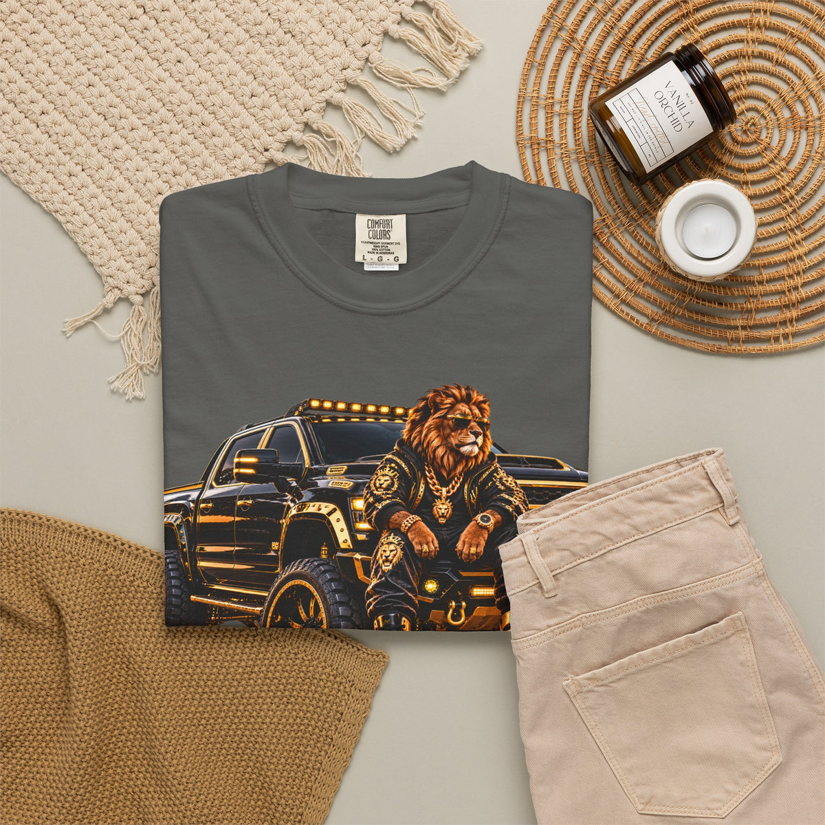 Lion Truck Graphic T-Shirt — Bold Off‑Road Crew Tee