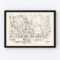 Vintage Map of Bridgeport, CT Business Section 1946