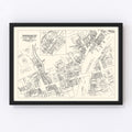 Vintage Map of Bristol, CT Business Section 1946