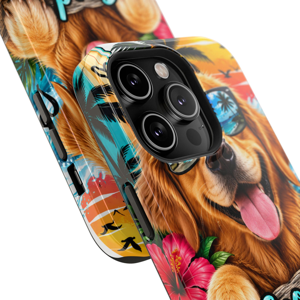 Phone Case — 'Good Vibes Only' Tropical Dog Impact-Resistant Case