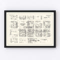 Vintage Map of Burlington, VT Business Section 1946