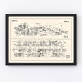 Vintage Map of Cambridge, MA Business Section 1946