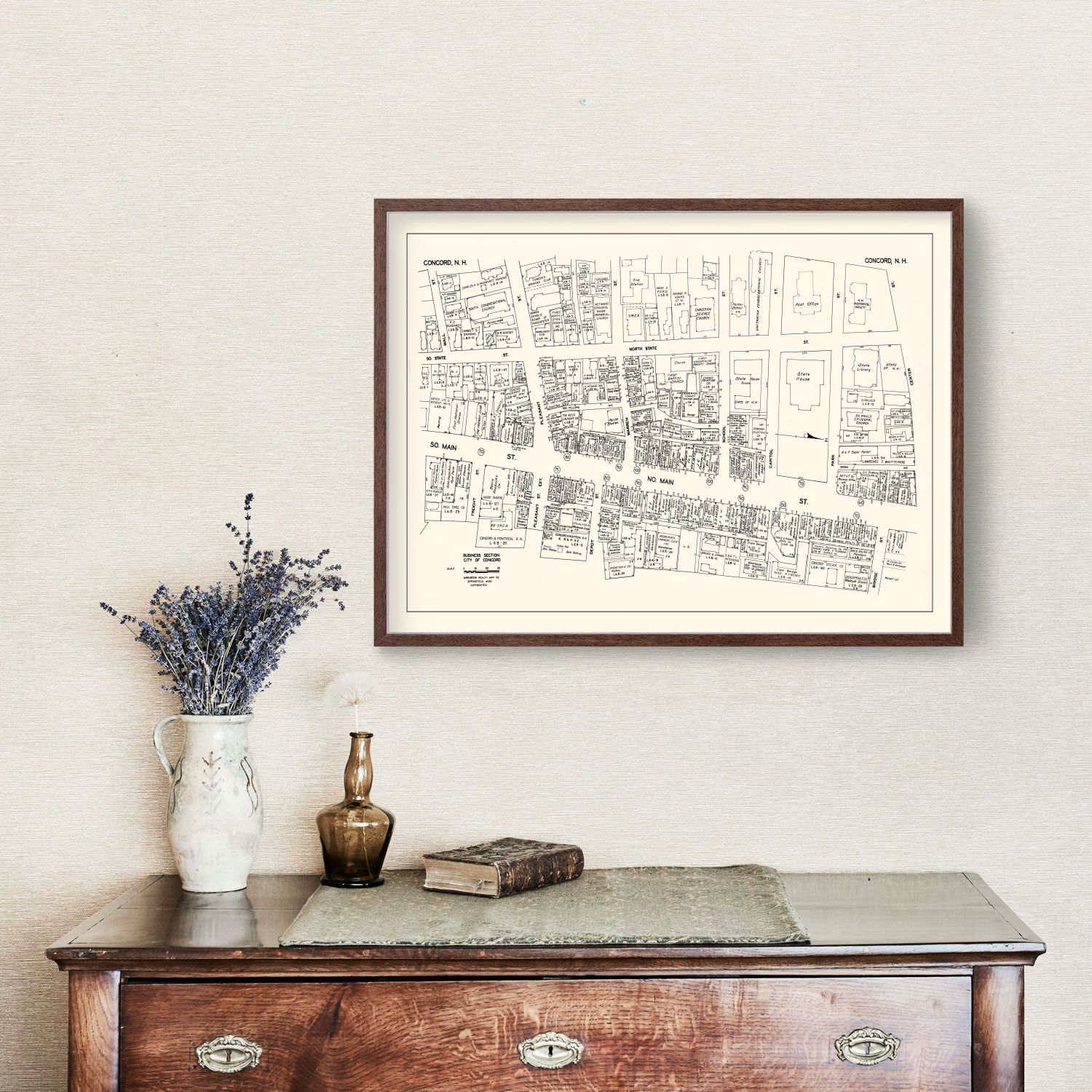 Vintage Map of Concord, NH Business Section 1946