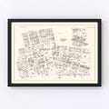 Vintage Map of Fall River, MA Business Section 1946