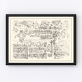 Vintage Map of Lowell, MA Business Section 1946