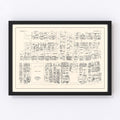 Vintage Map of Manchester, NH Business Section 1946