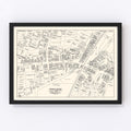 Vintage Map of Meriden, CT Business Section 1946