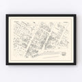 Vintage Map of Rutland, VT Business Section 1946