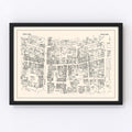 Vintage Map of Salem, MA Business Section 1946