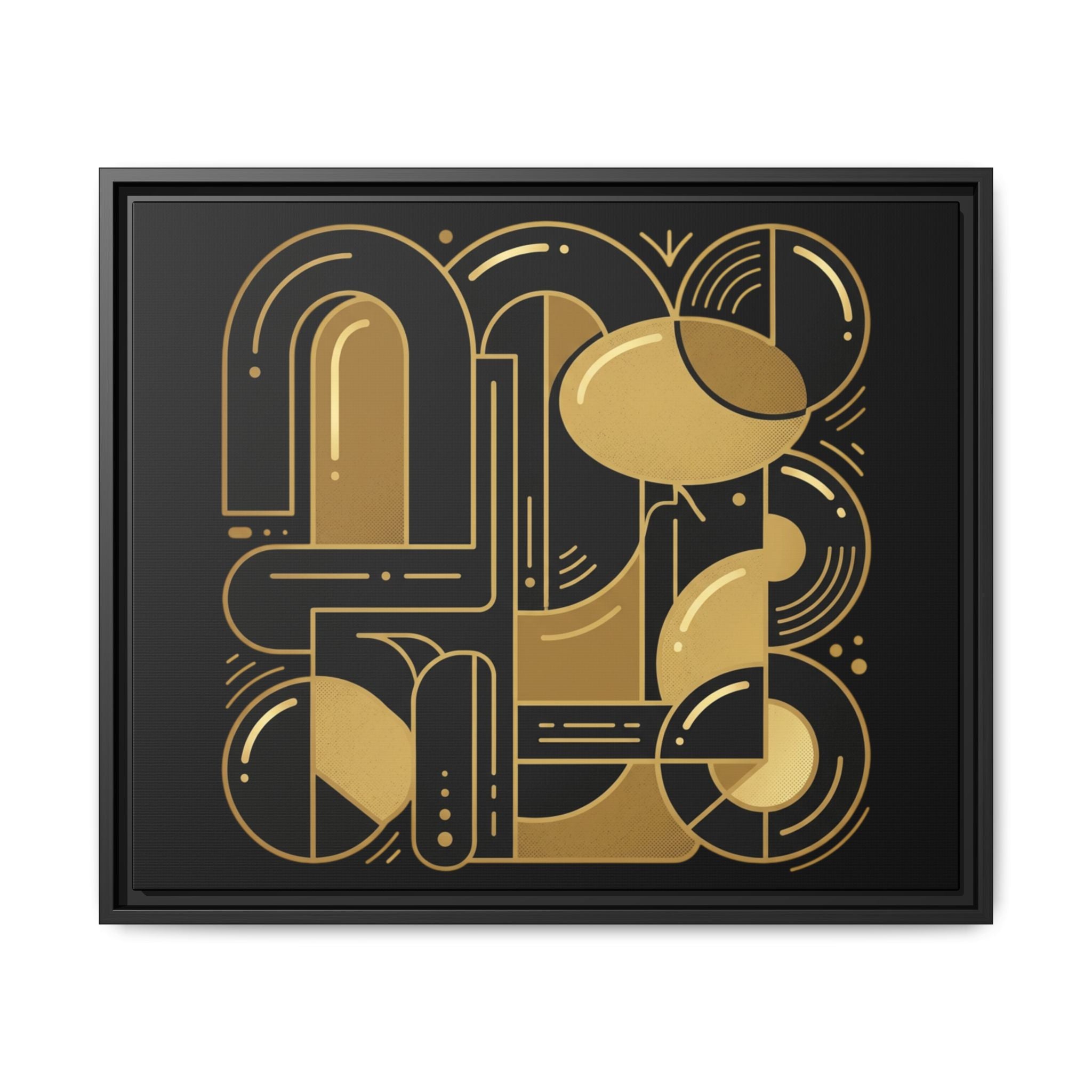 Gold Geometric Art Print — Framed Matte Canvas