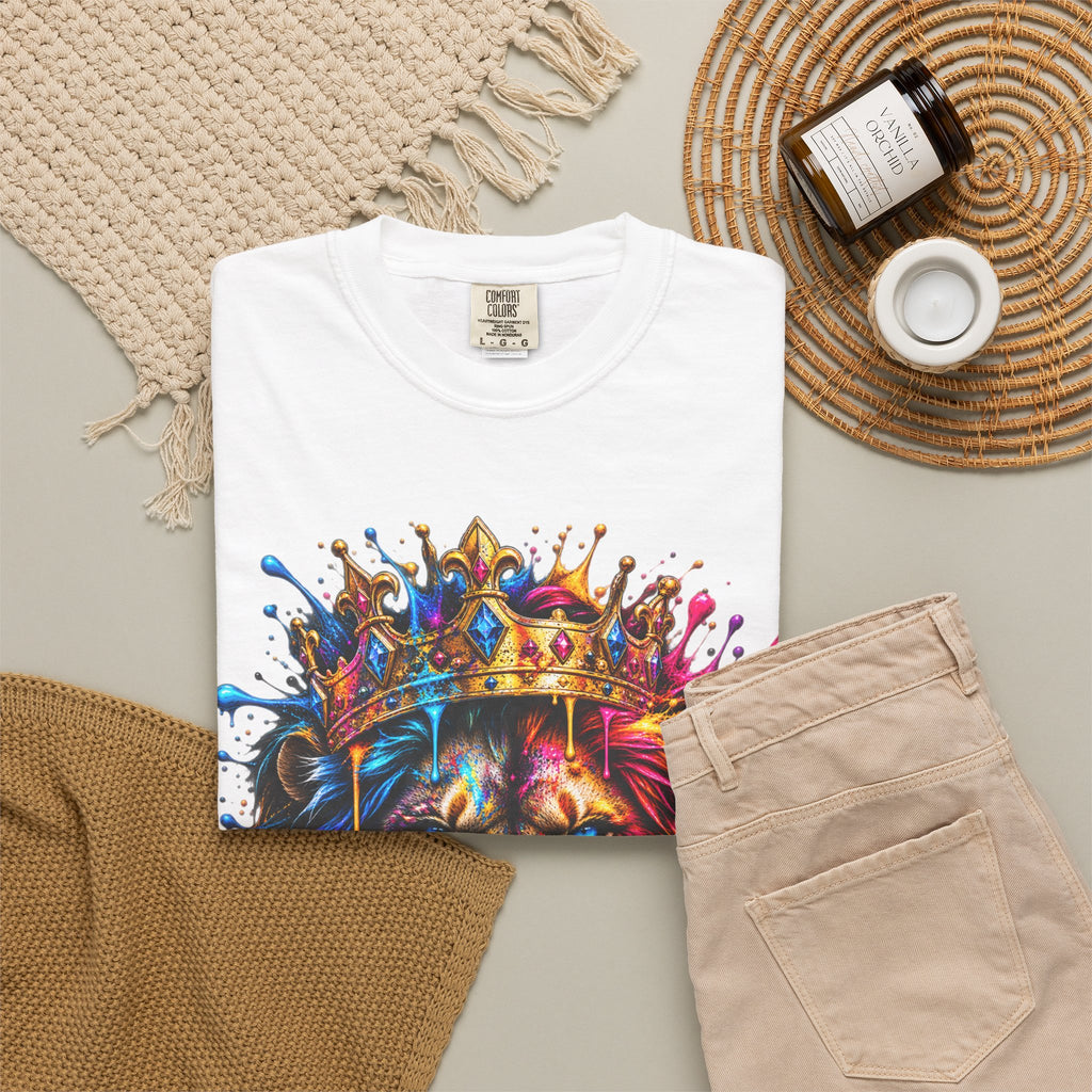 Color Splash Lion Tee — Regal Crown Graphic T-Shirt