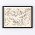 Vintage Map of Taunton, MA Business Section 1946