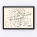 Vintage Map of Torrington, CT Business Section 1946