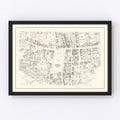 Vintage Map of Worcester, MA Business Section 1946