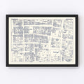 Vintage Map of Charleston, WV Business Section 1950