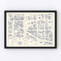 Vintage Map of Chester, PA Business Section 1950