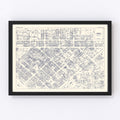Vintage Map of Pittsburgh, PA Business Section 1950