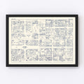 Vintage Map of Reading, PA Business Section 1950