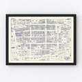 Vintage Map of Roanoke, VA Business Section 1950