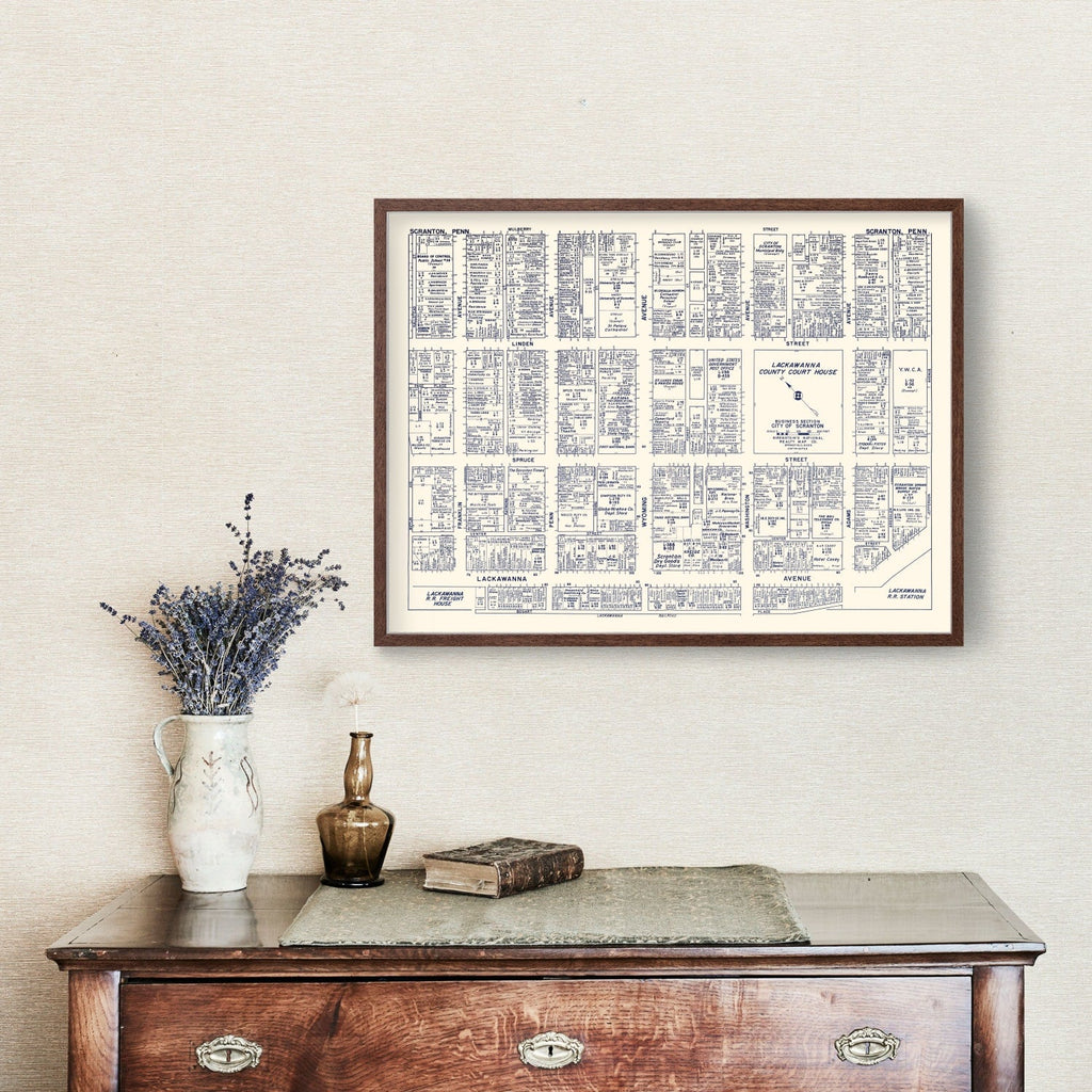 Vintage Map of Scranton, PA Business Section 1950