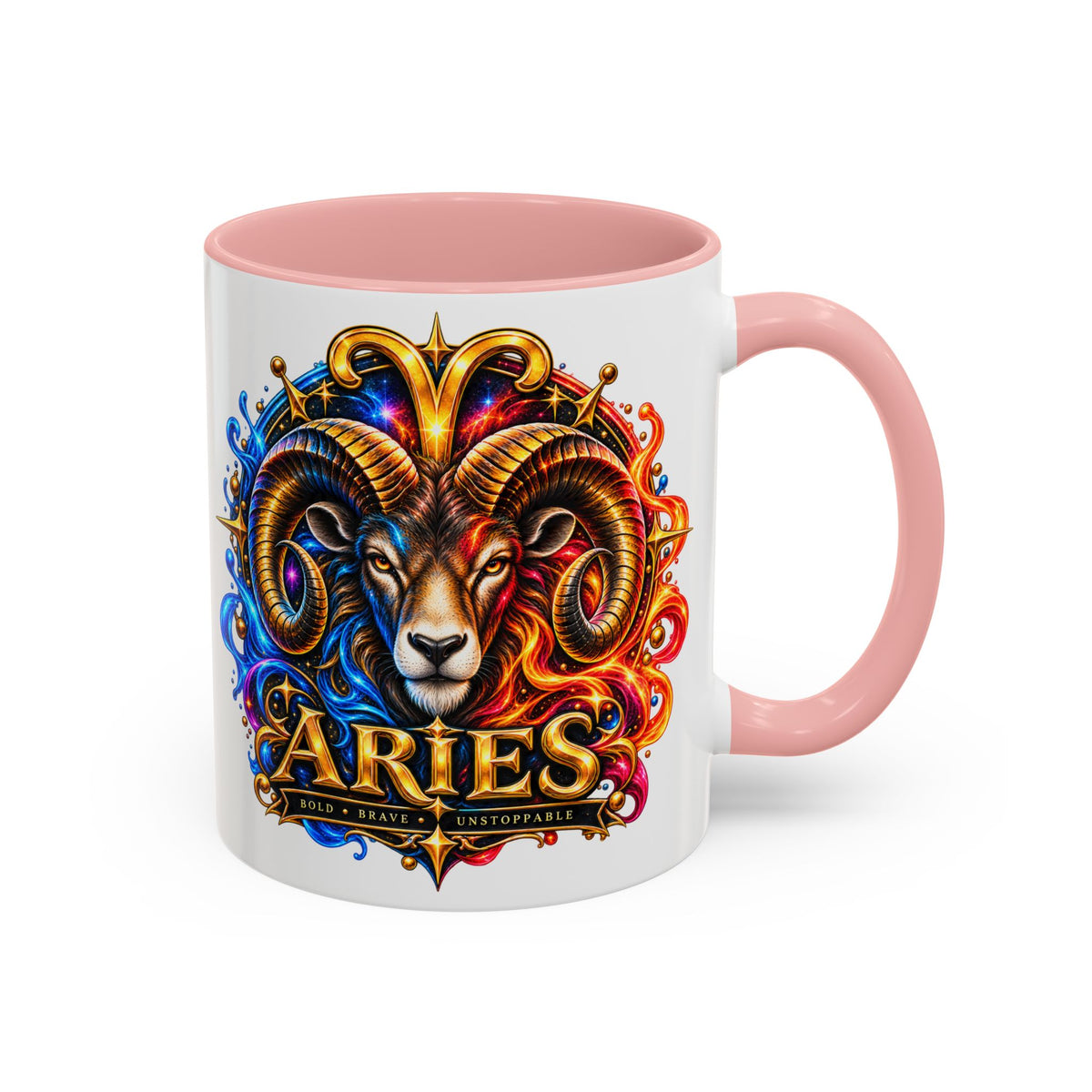 Aries Zodiac Coffee Mug — Colorful Ram Astrology Accent Mug (11/15oz)