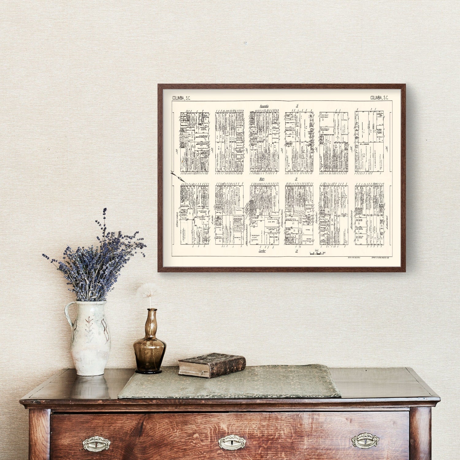 Vintage Map of Columbia, SC Business Section 1929