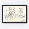Vintage Map of Fall River, MA Business Section 1929
