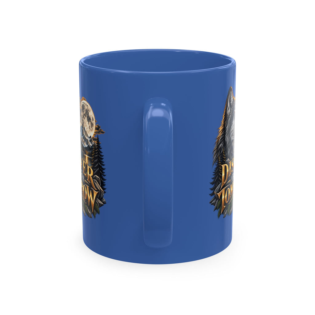 Discover Tomorrow Ceramic Mug — Howling Wolf & Moon Coffee Cup