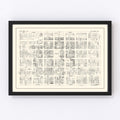 Vintage Map of Fort Wayne, IN Business Section 1929
