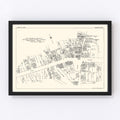 Vintage Map of Greenfield, MA Business Section 1929