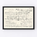 Vintage Map of Hollywood, CA Business Section 1929