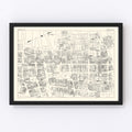 Vintage Map of Norfolk, VA Business Section 1929