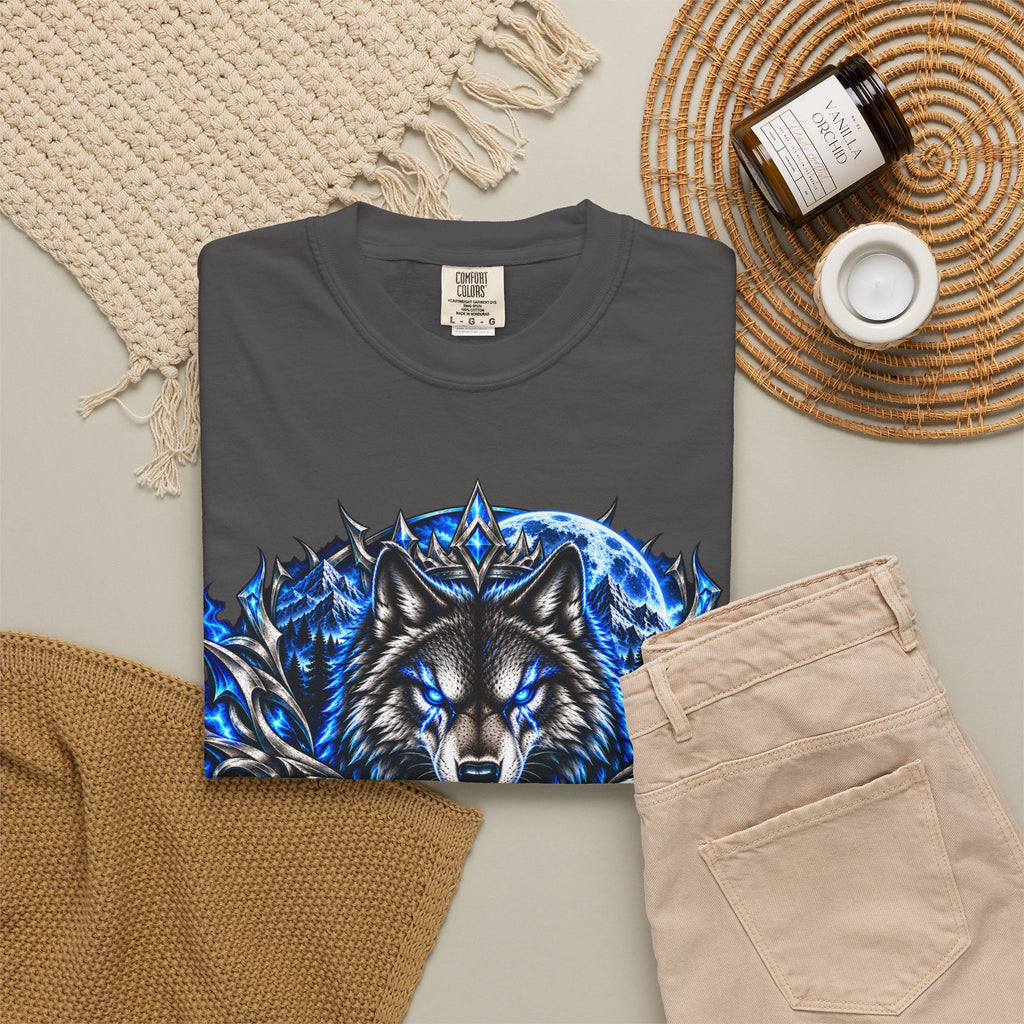 Conqueror Wolf Graphic T-Shirt — Fierce Blue Wolf Design