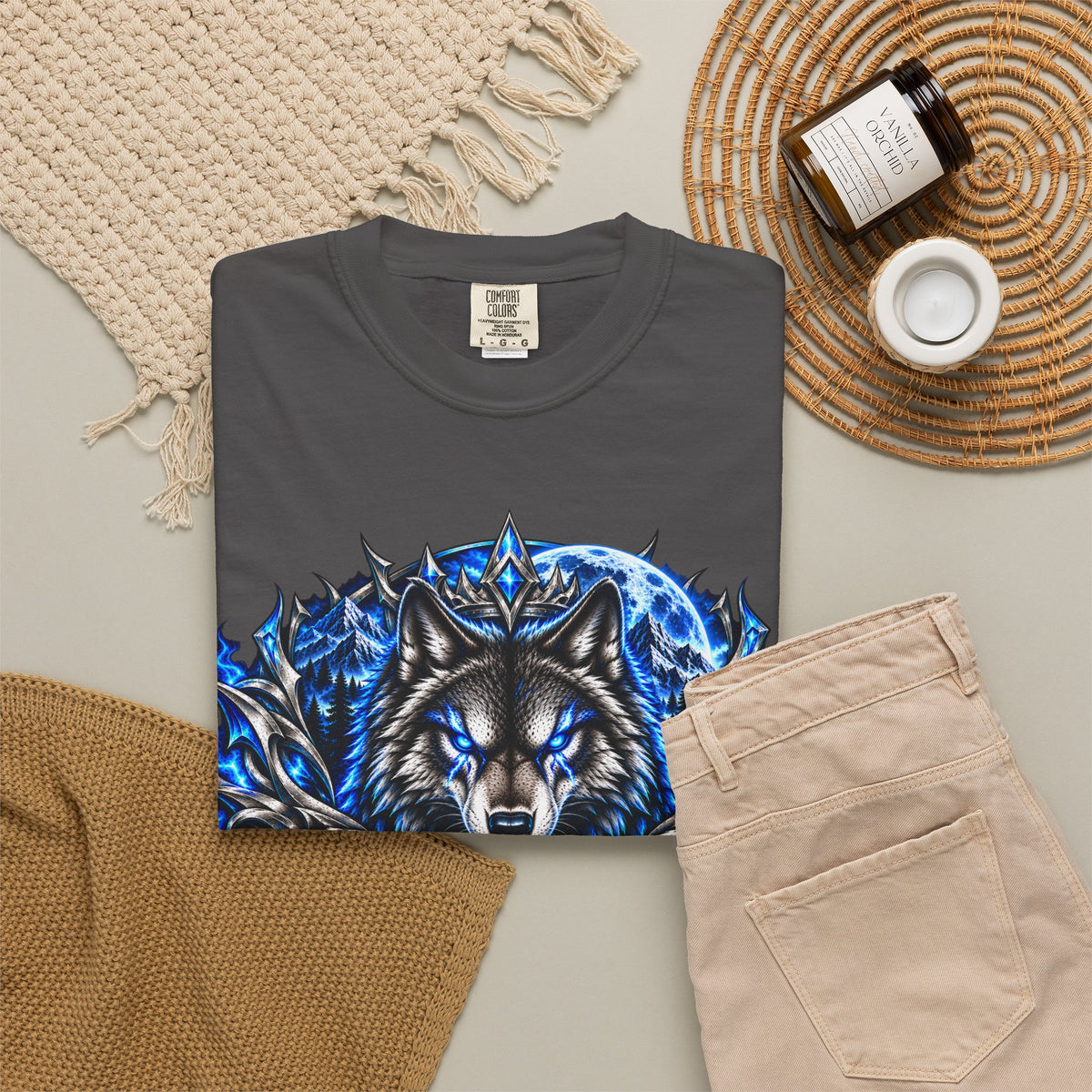Conqueror Wolf Graphic T-Shirt — Fierce Blue Wolf Design