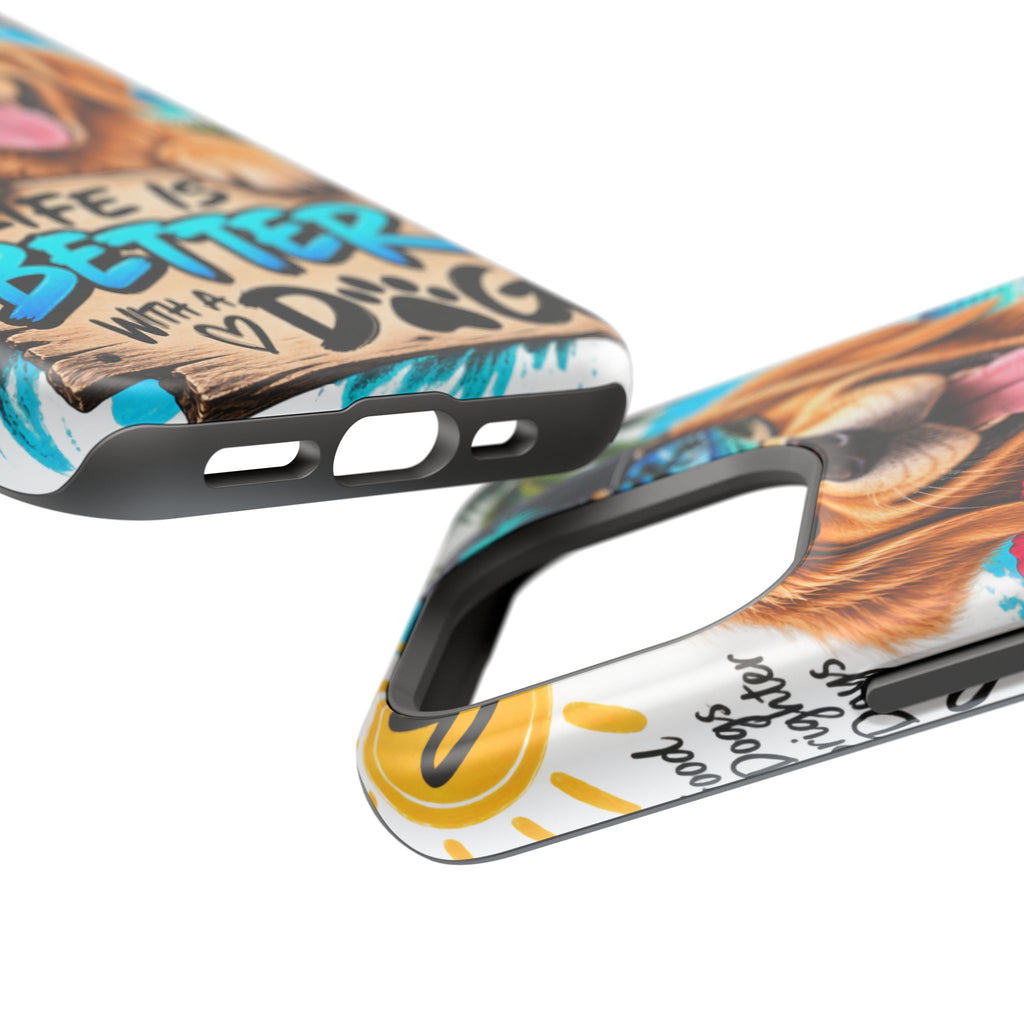 Impact-Resistant Phone Case — "Life Is Better With a Dog" Tropical Dog Design