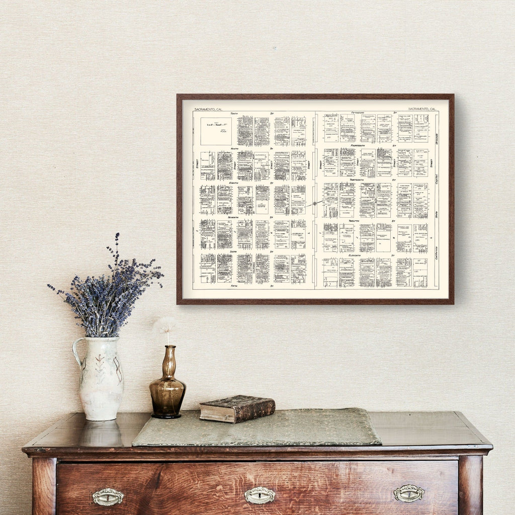 Vintage Map of Sacramento, CA Business Section 1929