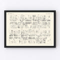 Vintage Map of Santa Barbara, CA Business Section 1929