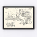 Vintage Map of Stamford, CT Business Section 1929