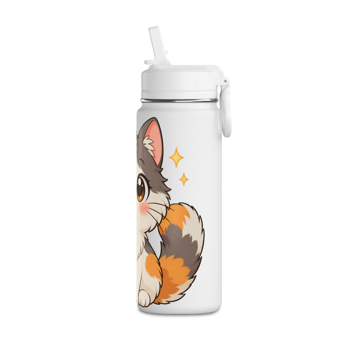 Cute Calico Cat Water Bottle, 20oz