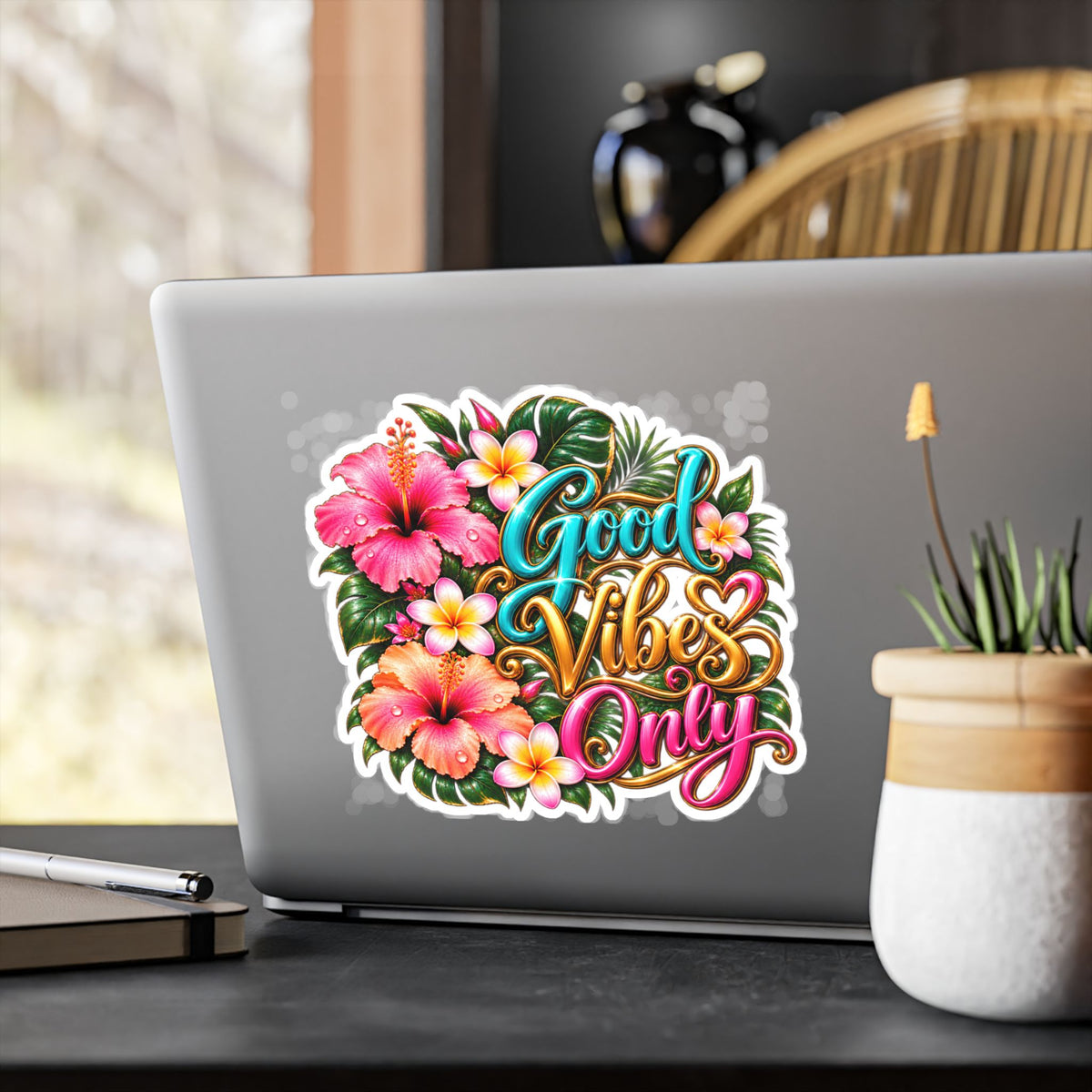 Good Vibes Only Floral Sticker – Vinyl Decal