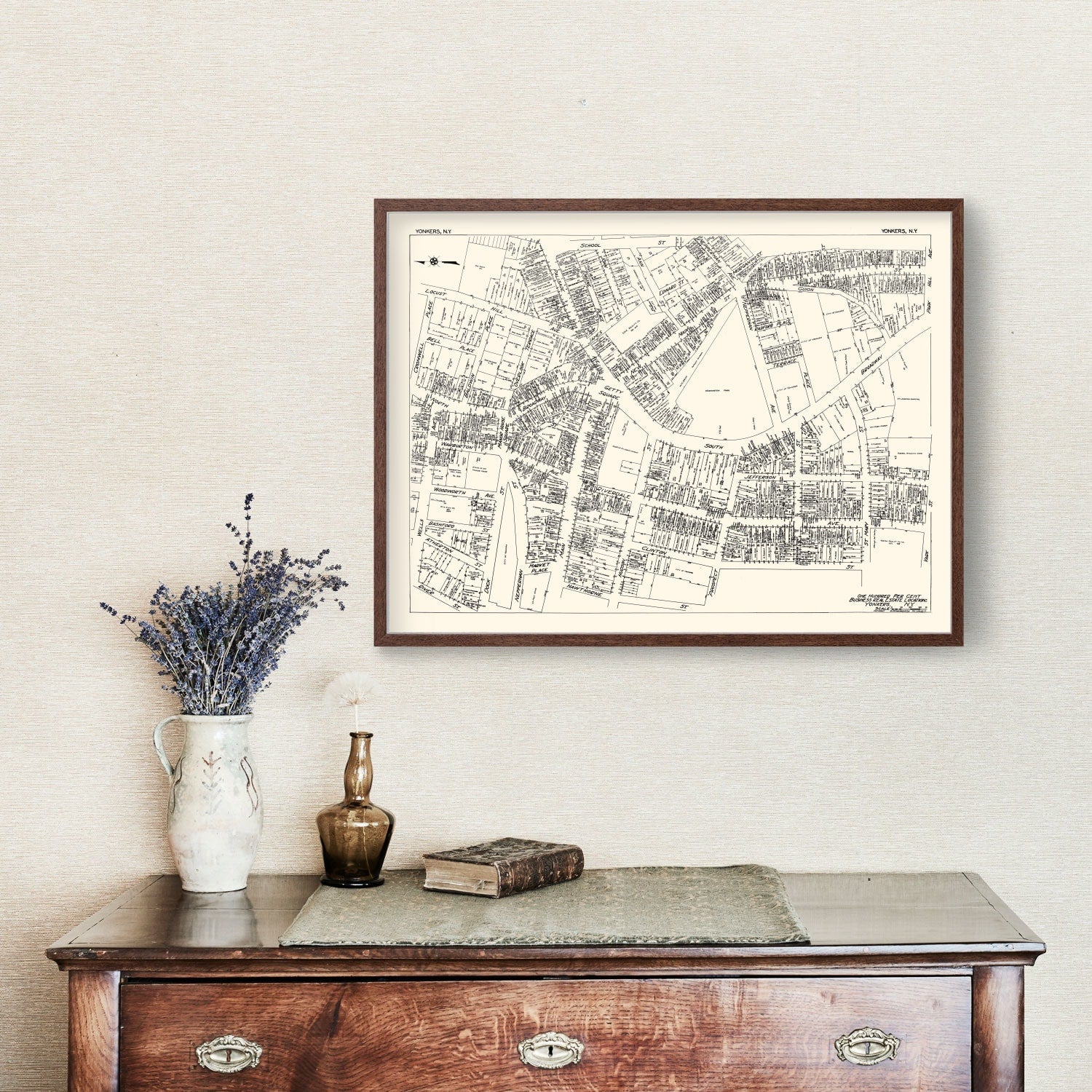 Vintage Map of Yonkers, NY Business Section 1929