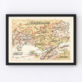 Vintage Map of Edirne, Turkey 1909