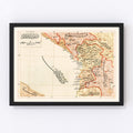 Vintage Map of Ashghodareh Region, 1909