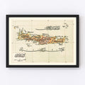 Vintage Map of Crete Island, 1909