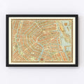 Vintage Map of Amsterdam, Netherlands 1956