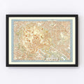 Vintage Map of Braunschweig, Germany 1954