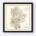 Vintage Map of Bedfordshire County England, 1801